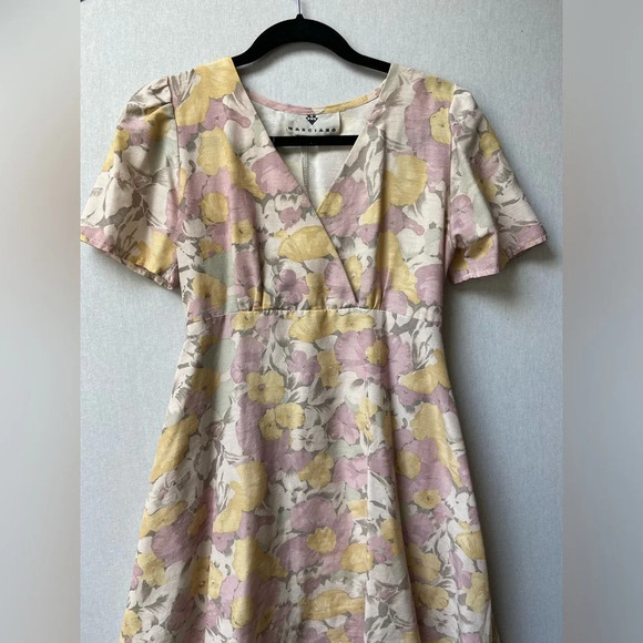 Vintage  Marciano floral linen string dress Sz M - Picture 3 of 8